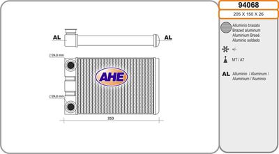 AHE 94068 Радиатор печки  для CHEVROLET  (Шевроле Траx)