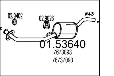 Средний глушитель выхлопных газов MTS 01.53640 для AUTOBIANCHI Y10