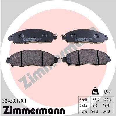 Комплект тормозных колодок, дисковый тормоз ZIMMERMANN 22439.170.1 для RENAULT ALASKAN