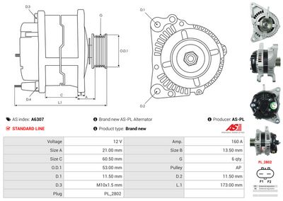 GENERATOR / ALTERNATOR AS-PL A6307 4