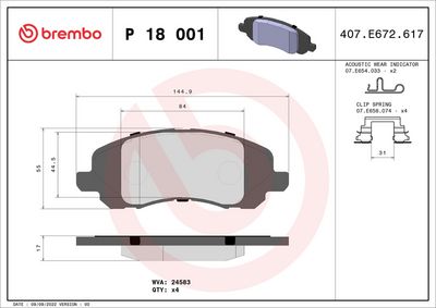 Brake Pad Set, disc brake P 18 001