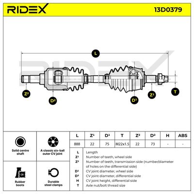 полуоска RIDEX