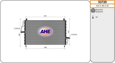 Конденсатор, кондиционер AHE 53720 для OPEL OMEGA