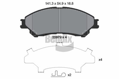BENDIX Braking BPD1258 Тормозные колодки и сигнализаторы  для SUZUKI SX4 (Сузуки Сx4)