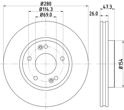 Тормозной диск HELLA 8DD 355 120-141 для HYUNDAI TUCSON