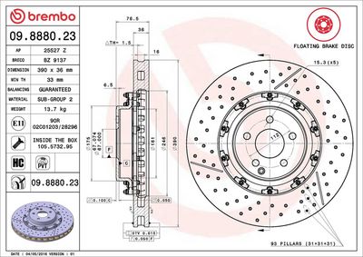 BREMSSCHEIBE BREMBO 09888023 1