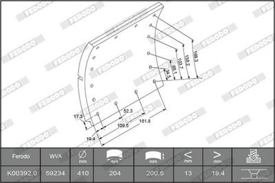Ferodo Brake Lining Kit, drum brake K00392.0-F3652
