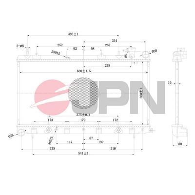 Радиатор, охлаждение двигателя JPN 60C9050-JPN