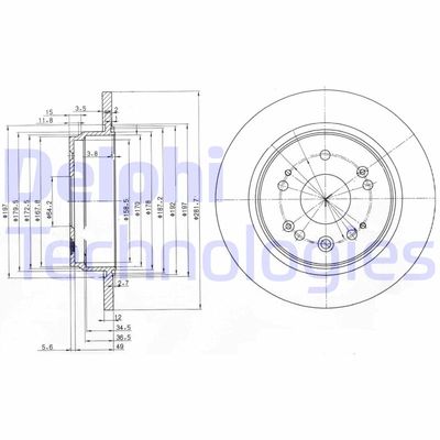 Тормозной диск DELPHI BG3797 для HONDA STREAM