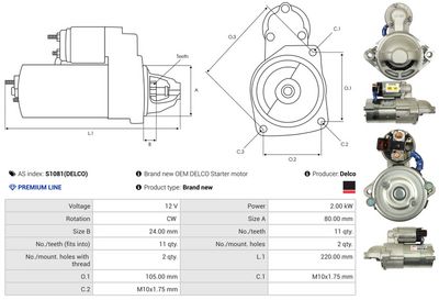 STARTER AS-PL S1081DELCO 4