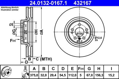 Тормозной диск ATE 24.0132-0167.1 для MERCEDES-BENZ GL-CLASS