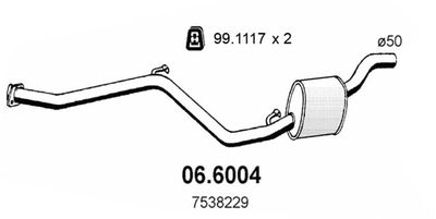 Средний глушитель выхлопных газов ASSO 06.6004 для AUTOBIANCHI Y10