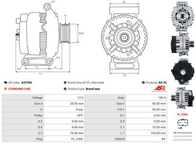 GENERATOR / ALTERNATOR AS-PL A3729S 4