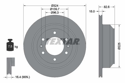 Тормозной диск TEXTAR 92203900 для HYUNDAI H-1