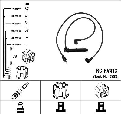 Комплект проводов зажигания NGK 0888 для ROVER 100