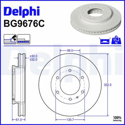 спирачен диск DELPHI BG9676C