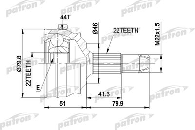 Шарнирный комплект, приводной вал PATRON PCV1227 для FIAT PUNTO