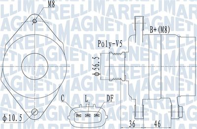 Генератор MAGNETI MARELLI 063732127010 для HYUNDAI i10