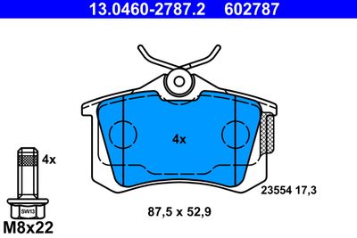Комплект тормозных колодок, дисковый тормоз ATE 13.0460-2787.2 для SEAT ARONA