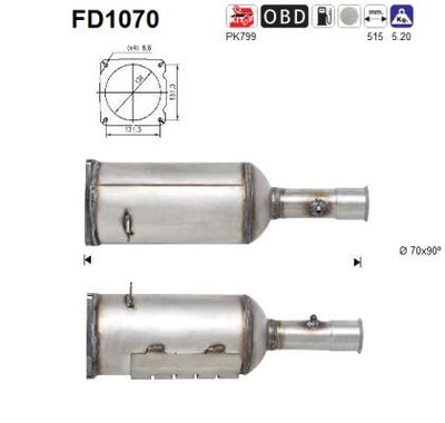 Filtr sadzy / filtr cząstek stałych, układ wydechowy AS FD1070