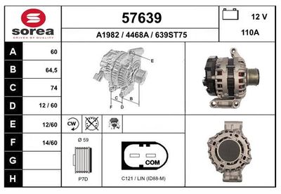 Генератор EAI 57639 для FORD RANGER