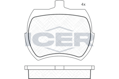 комплект спирачно феродо, дискови спирачки ICER 180002