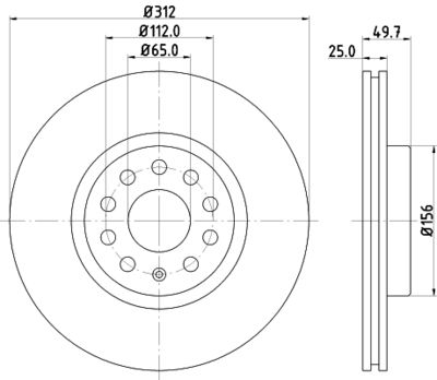 Тормозной диск HELLA 8DD 355 109-521 для AUDI Q3