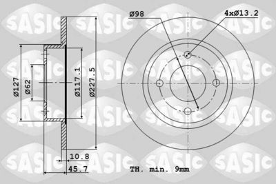 Тормозной диск SASIC 9004220J для FIAT X