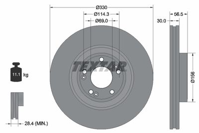 Тормозной диск TEXTAR 92273603 для HYUNDAI GENESIS