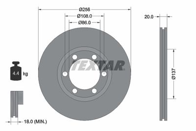 Тормозной диск TEXTAR 92079600 для MAZDA E