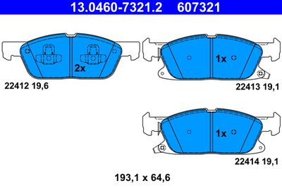 Комплект тормозных колодок, дисковый тормоз ATE 13.0460-7321.2 для FORD S-MAX