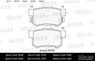 Комплект тормозных колодок, дисковый тормоз MILES E410187 для HONDA CR-V