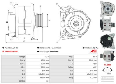 GENERATOR / ALTERNATOR AS-PL A3142 4