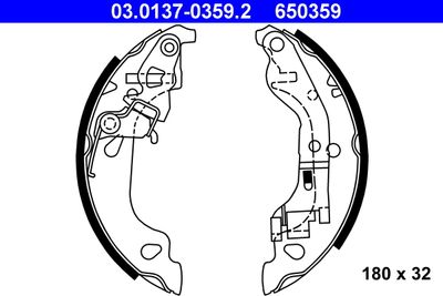 Комплект тормозных колодок ATE 03.0137-0359.2 для FIAT PUNTO