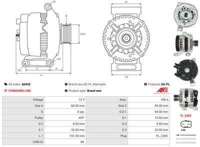 GENERATOR / ALTERNATOR AS-PL A0432 4