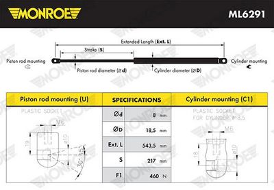 AMORTIZOR PORTBAGAJ MONROE ML6291 5