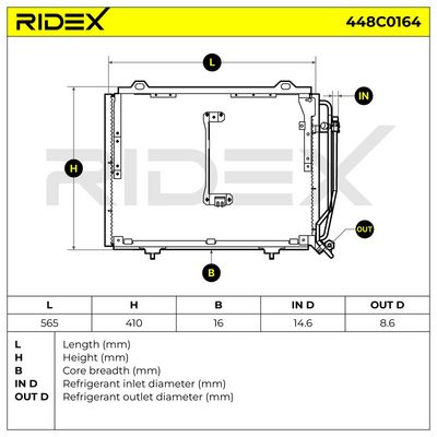 кондензатор, климатизация RIDEX 448C0164