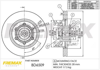 Тормозной диск FREMAX BD-6509-KT для FORD USA F-150