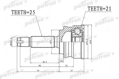PATRON PCV1386 ШРУС  для MITSUBISHI COLT VI (Z3_A, Z2_A) 1.3 LPG