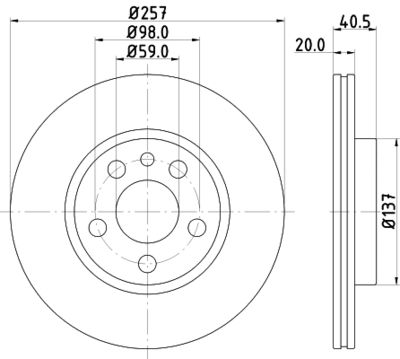 Тормозной диск HELLA 8DD 355 105-621 для FIAT SCUDO