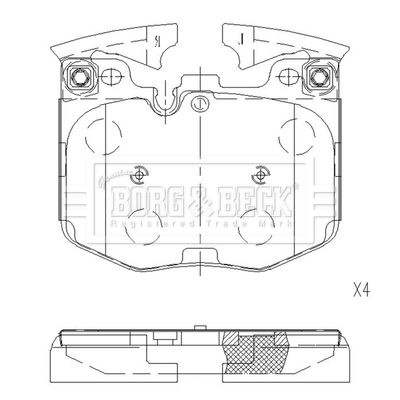 Комплект тормозных колодок, дисковый тормоз BORG & BECK BBP2659 для BMW iX