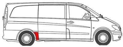 Fender reparatieset Achter Rechts (Voor, kort model) past: MERCEDES VITO / VIANO W639 09.03-10.10