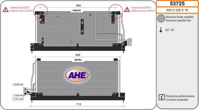 Конденсатор, кондиционер AHE 53725 для OPEL TIGRA