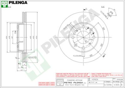 Тормозной диск PILENGA V305 для ACURA INTEGRA