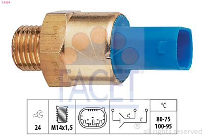 FACET Temperatuurschakelaar, radiateurventilator Made in Italy - OE Equivalent (7.5694)