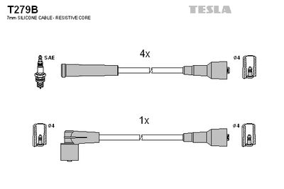 Комплект проводов зажигания TESLA T279B для OPEL FRONTERA