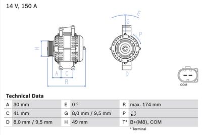 GENERATOR / ALTERNATOR BOSCH 0986046270