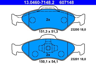 Комплект тормозных колодок, дисковый тормоз ATE 13.0460-7148.2 для FORD FIESTA