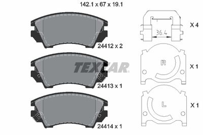Комплект тормозных колодок, дисковый тормоз TEXTAR 2441201 для GMC TERRAIN