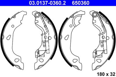 Комплект тормозных колодок ATE 03.0137-0360.2 для FIAT PUNTO